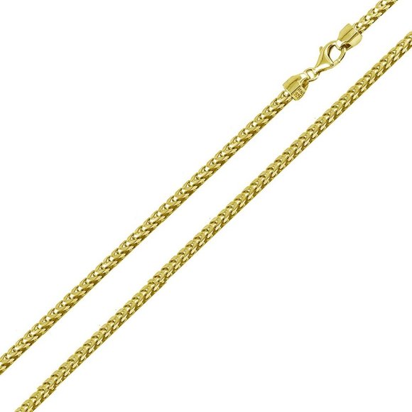 14K Gold over Silver Italy Franco Chain Necklace